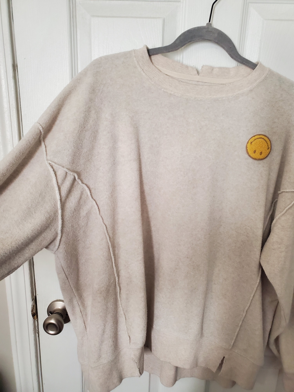 aerie Cream Cozy Fleece Sweatshirt with Branded Patch